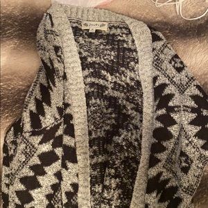 Poor! Aztec black and gray open knit sweater